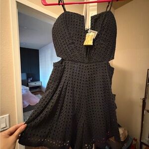 Luxxel Black Eyelet Mini Dress